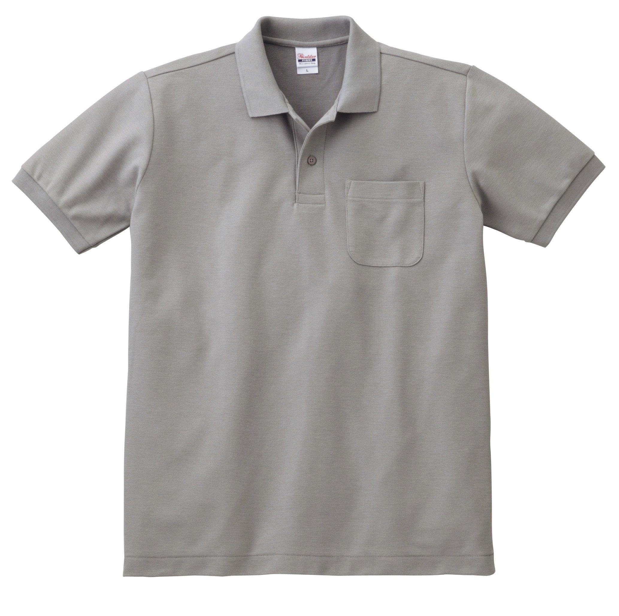 [Printstar] Short-Sleeve 5.8 oz. TC Piqué Polo Shirt [With Pocket] 00100-VP Men's Gray L (Equivalent to Japanese Size L)