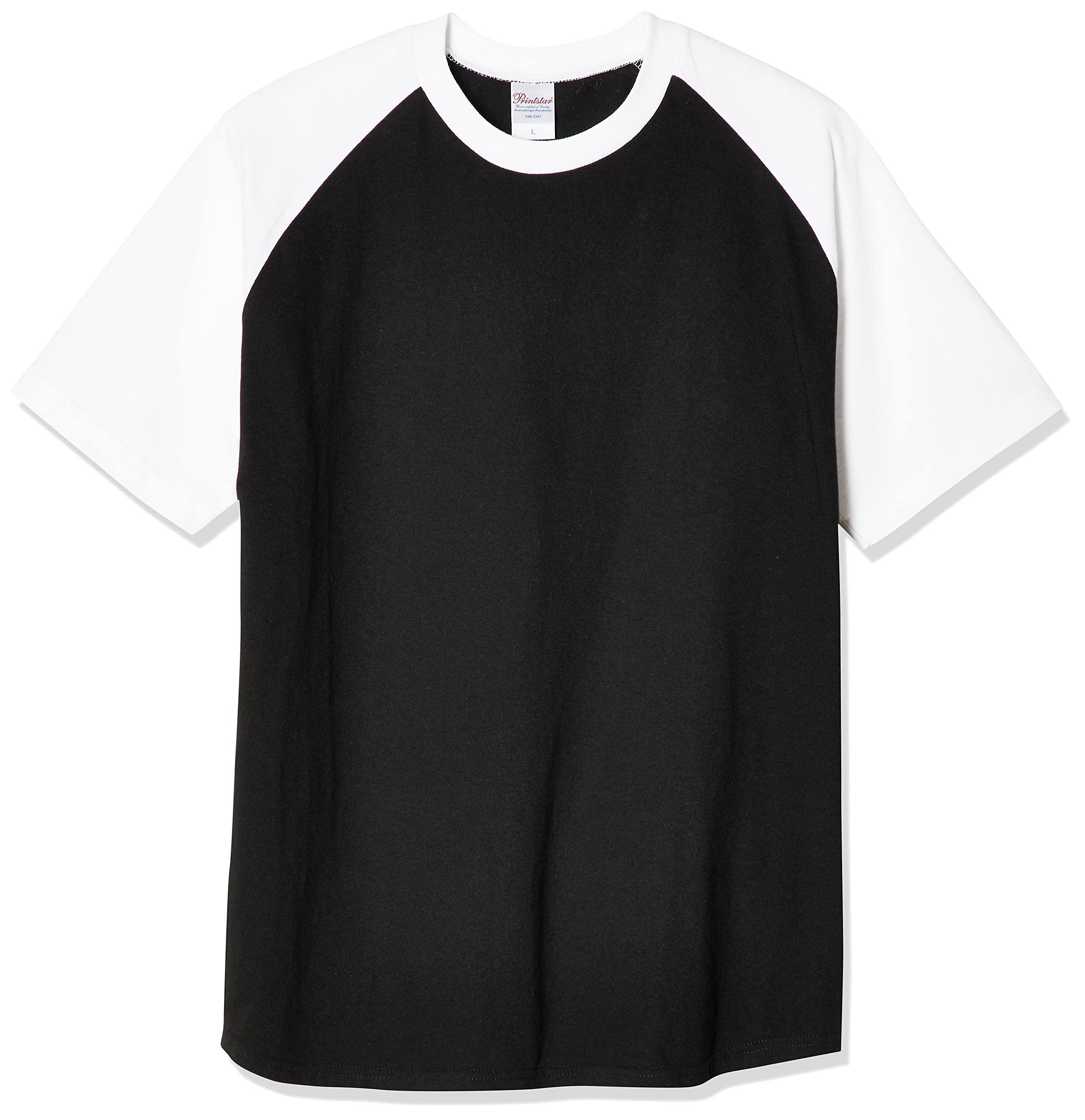[Printstar] Short Sleeve 5.6 oz CRT Heavyweight Raglan T-Shirt Black × White Japan 3XL (Equivalent to Japanese Size 4L)