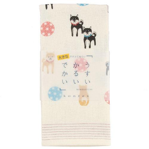 Contex Face Towel Cloth Calendar Large Towel Tenugui Shiba Inu Ivory Approx. 58×120cm 52528-012