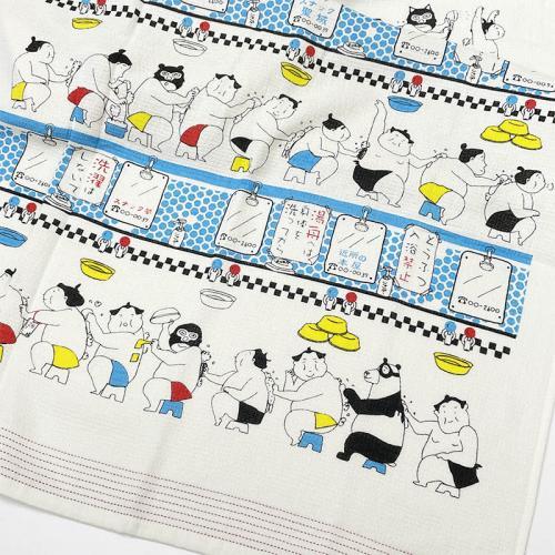 Contex Bath Towel Cloth Calendar 2024 Large Towel Tenugui Sumo Bathhouse Made in Japan Ivory Approx. 58×120cm 60457-80
