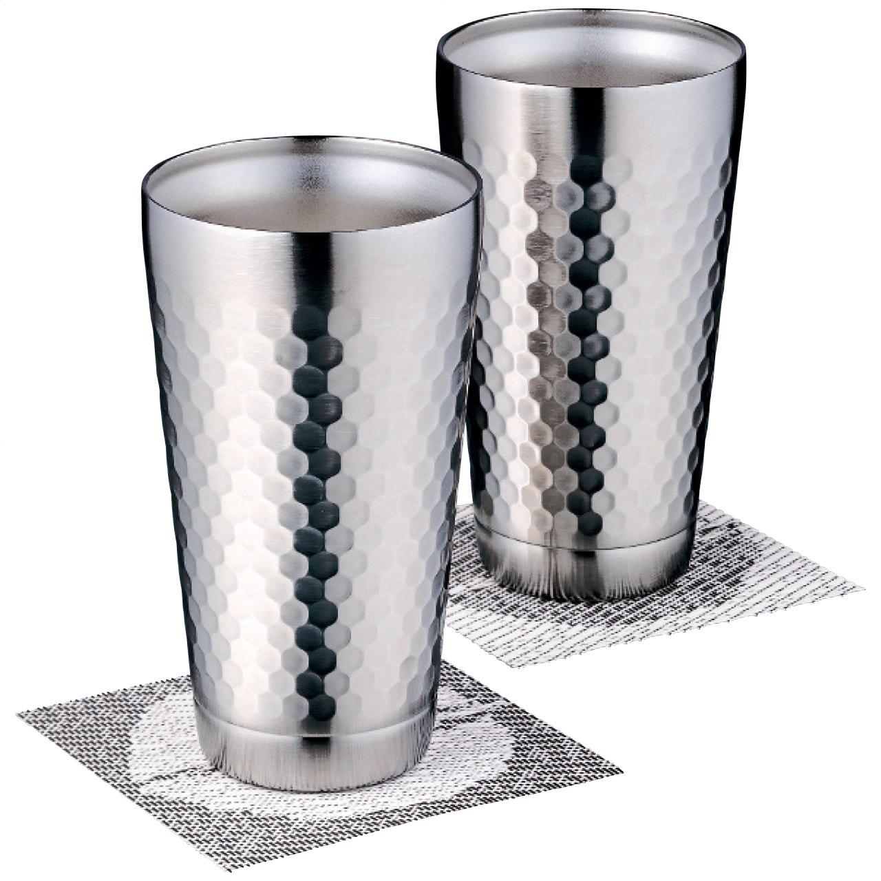 Stainless Steel Tumblers, Double-Wall Insulated, Approx. 350ml, Pair Set, Dishwasher Safe, TUCHIME, Wooden Box Gift Set CTHM-05-KI