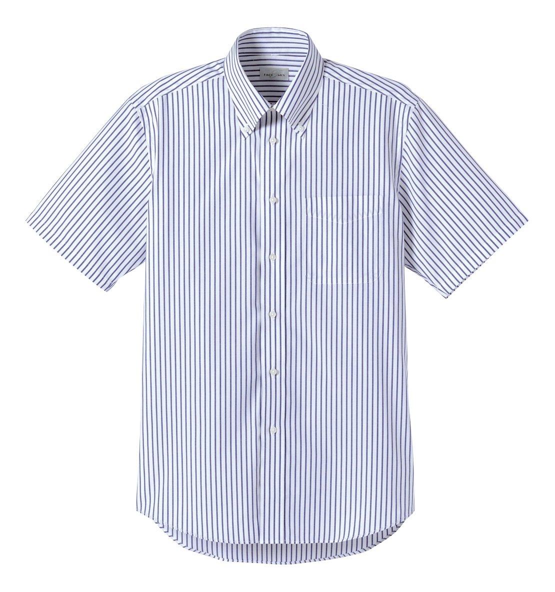 [Face Mix] Striped Short-Sleeve Shirt FB4509U 8 Navy 4L