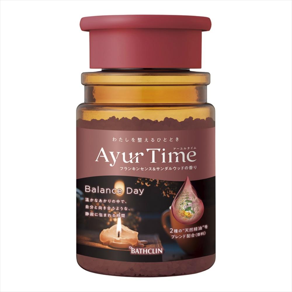 AyurTime Balance Day Bath Salt Frankincense & Sandalwood Scent Main Bottle 520g (Approx. 13 uses) Natural Essential Oils