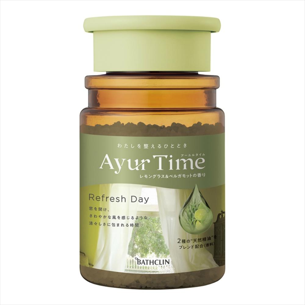 AyurTime Refresh Day Bath Salt with Lemongrass & Bergamot Scent Main Bottle 520g (Approx. 13 uses) Natural Essential Oils