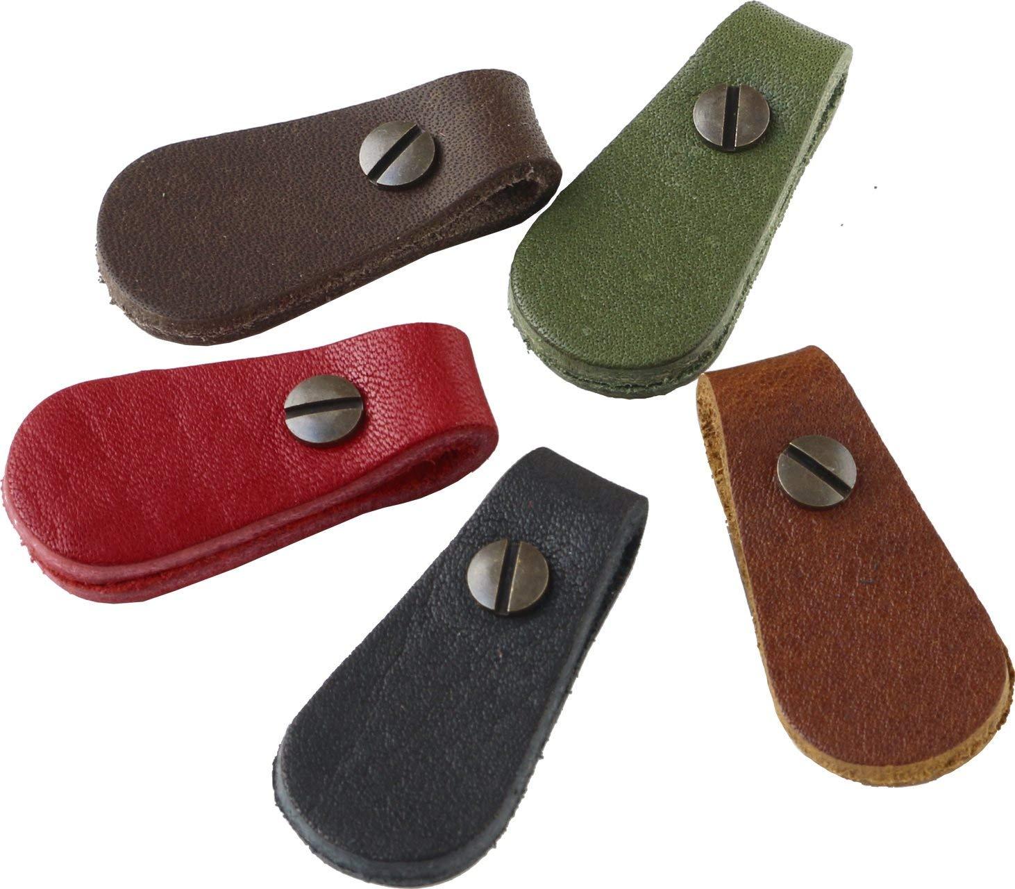 Nippon Chuko NBK Genuine Leather Zipper Pull Parts Circle Type Approx. 17mm x 35mm 1 Piece Each Color 5-Piece Set Screw-Type Rivets 5 Sets Included LSC-5MIX