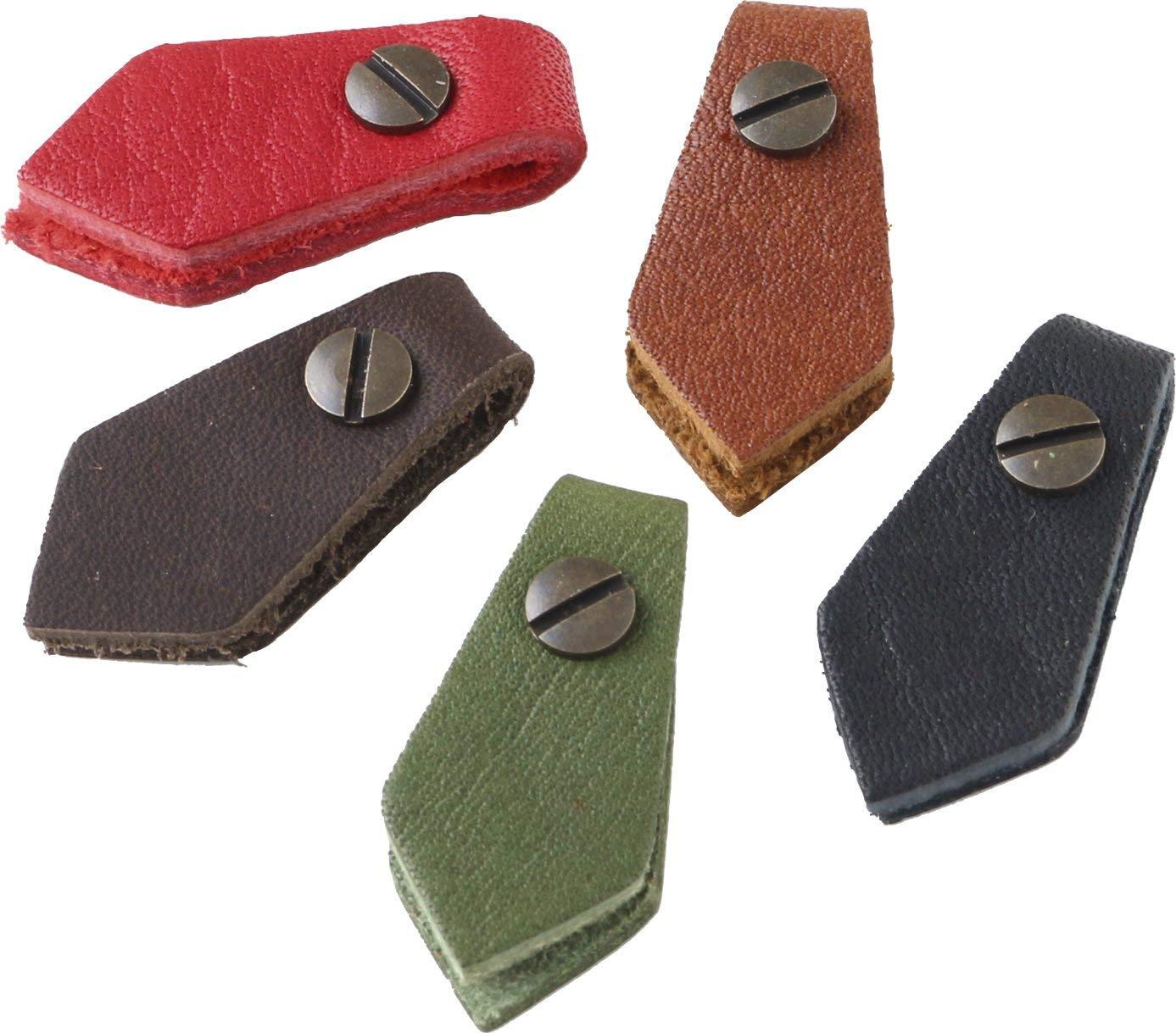 Nippon Chuko NBK Genuine Leather Zipper Pull Parts Pentagon Shape Approx. 15mm x 30mm 1 Piece Each Color 5-Piece Set Screw-Type Rivets 5 Sets Included LSP-5MIX