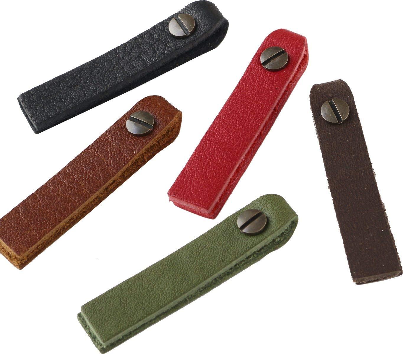 Nippon Chuko NBK Genuine Leather Zipper Pull Parts Square Type Approx. 10mm x 48mm 1 Piece Each Color 5-Piece Set Screw-Type Rivets 5 Sets Included LSS-5MIX