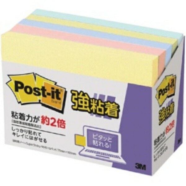 3M Post-it® Notes Strong Adhesive 75×100mm Pastel Colors 4 Colors 657-5SSAP 1 Pack (5 Pads)