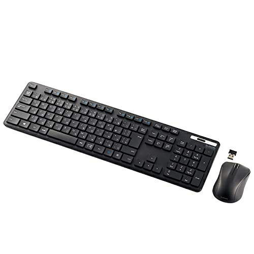 ELECOM Wireless Keyboard and Mouse Set TK-FDM110MKBK Slim Membrane Type Antibacterial with Numeric Keypad Black