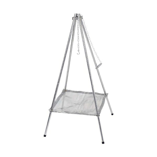 CAPTAIN STAG Fire Pit Quad Fire Stand Mesh Type Four-Leg Stand with Adjustable Chain and Storage Bag UG-71