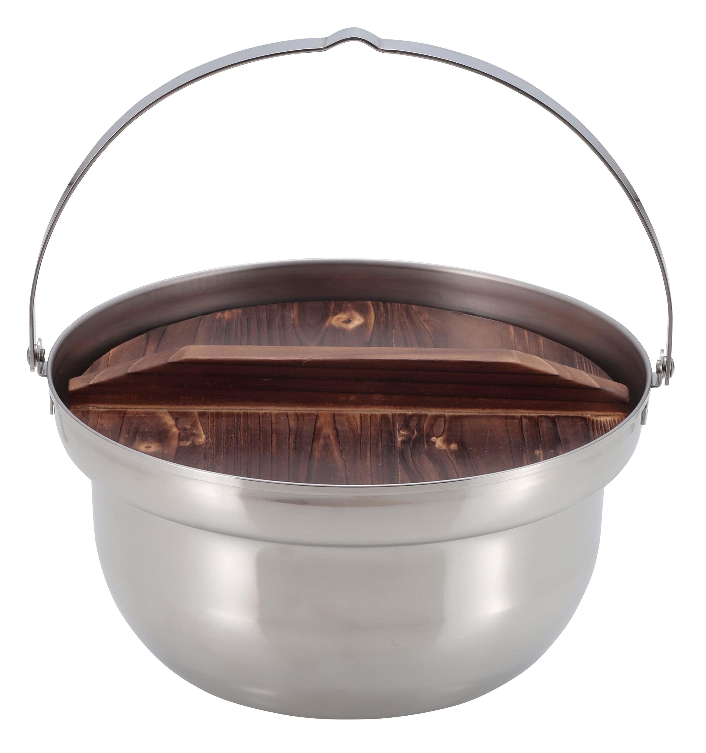 CAPTAIN STAG Outdoor Pot Camp Fire Pot with Wooden Lid 22cm Stainless Steel Made in Japan Tsubame-Sanjo UH-4125