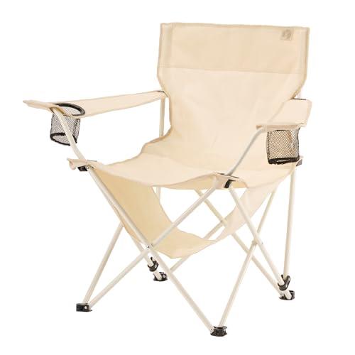 CAPTAIN STAG Outdoor Chair Lounge Chair Cool Mesh Relax Lounge Chair with Shelf Mock/Drink Holder/Back Pocket Ivory UC-1888