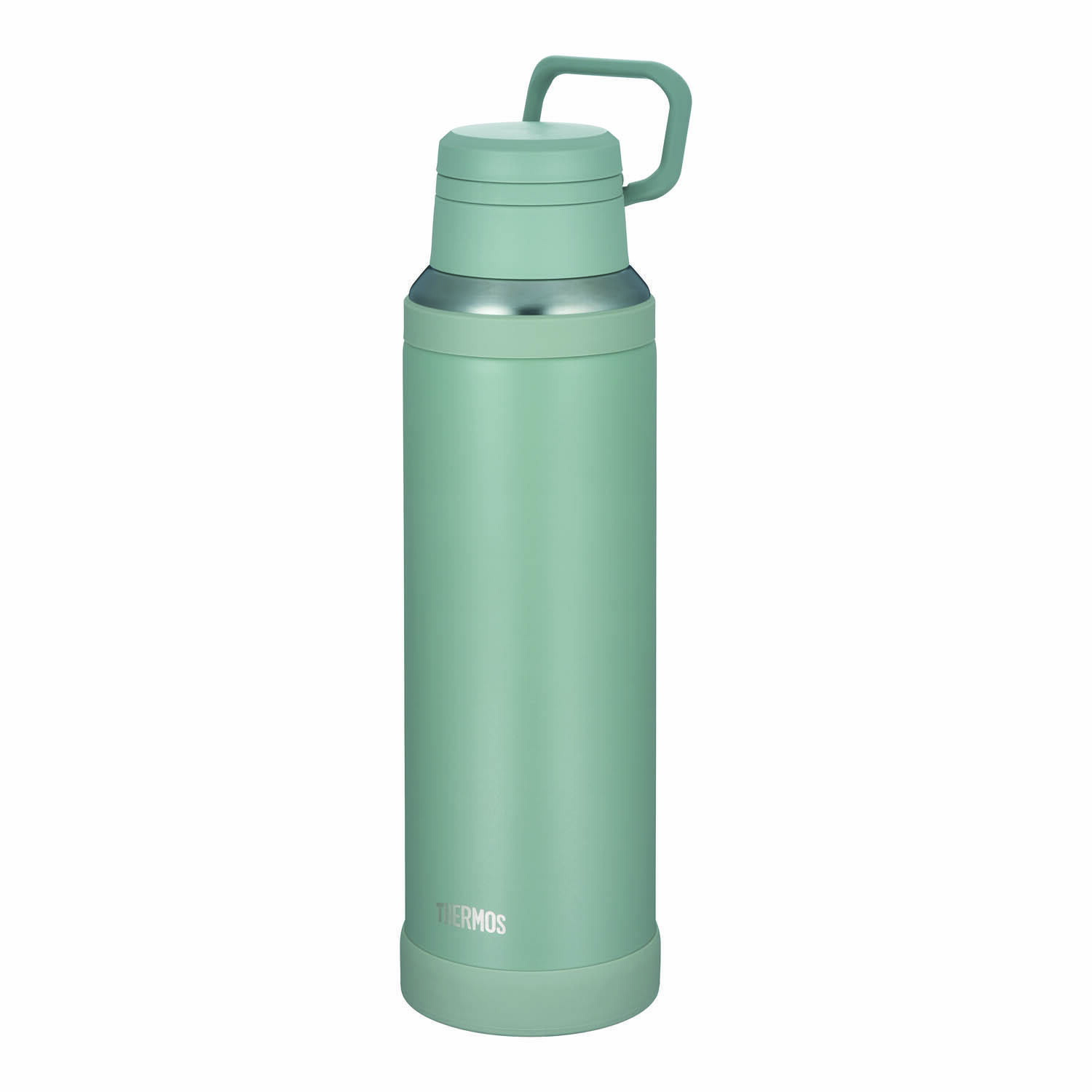 Thermos Vacuum Insulated Travel Mug 1.5L Ash Green Convenient carry loop for transport Smooth drinking Fluid Tech structure JOY-1500 ASG