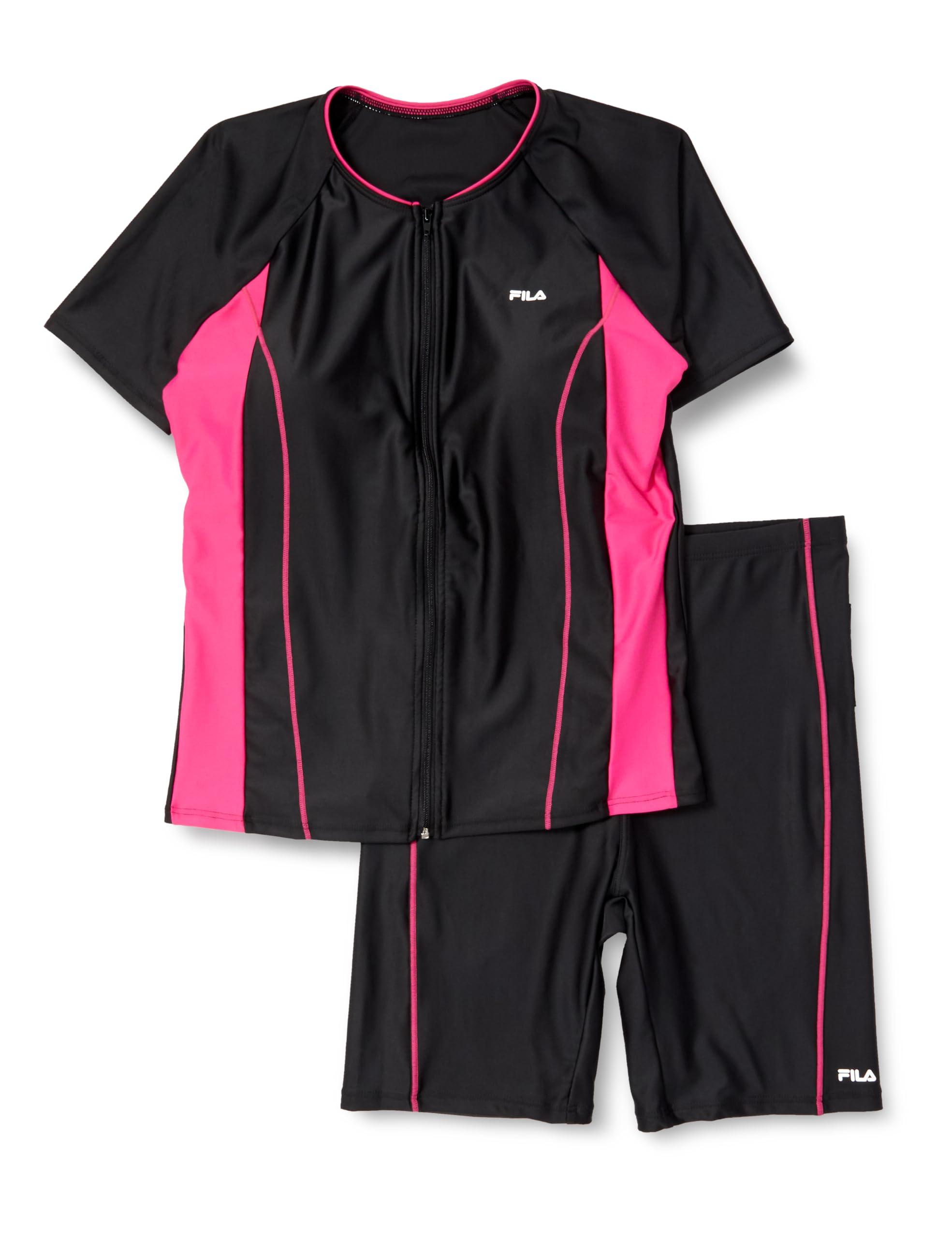 [Phila] Fitness Swimwear Tankini Set - Short Sleeve Full Zip 3132035 Women's Black × Pink Size 13