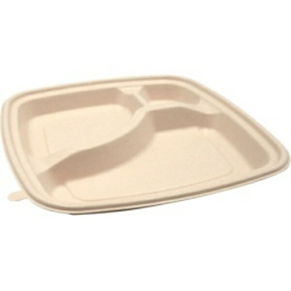 Pack Style BB Bamboo Bagasse Lunch Box N23-23B Laminated 227×227×Height 25mm 1 Pack (50 Sheets)