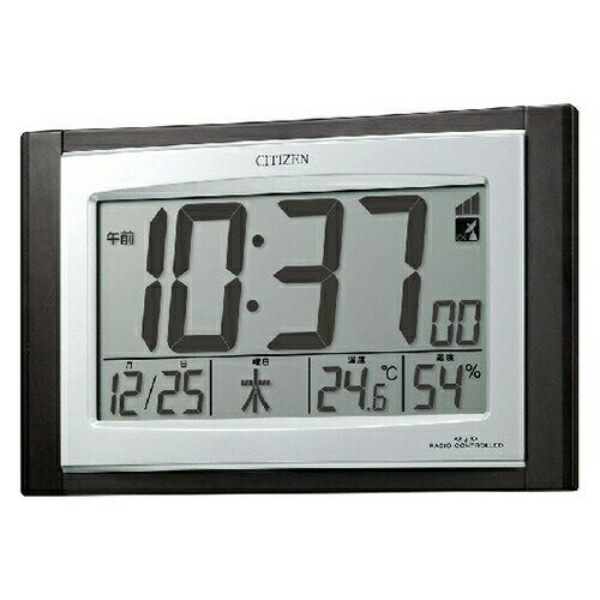 RHYTHM CITIZEN Wall Clock Radio-Controlled Digital Dual-Purpose Wall/Table Clock Temperature Humidity Calendar Display Brown (Woodgrain Finish) 157×240×40mm CITIZEN Pal Digit Combi R096 8RZ096-023