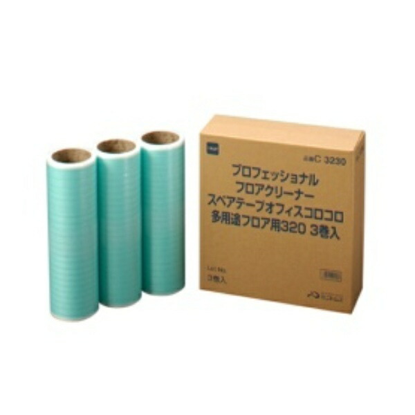 NITOMS Korokoro Professional Replacement Tape Multi-Purpose Floor 320mm Width 30 Revolutions 3 Rolls Tape Replacement Commercial Use Wide Width Cleaning Office Factory Flooring Carpet Cushion Adhesive Cleaner Dust Pollen C3230