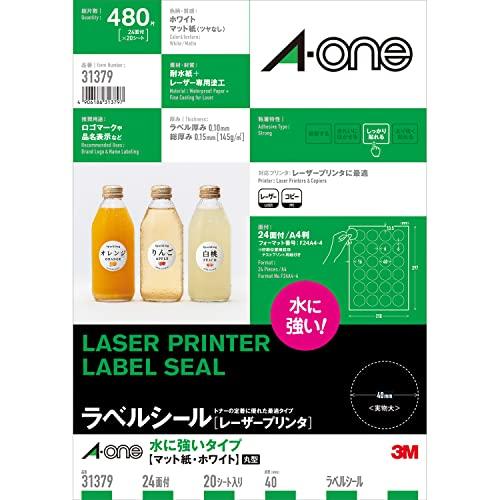 A-One Label Sticker Laser Water-Resistant 24-Sheet Round 20 Sheets 31379
