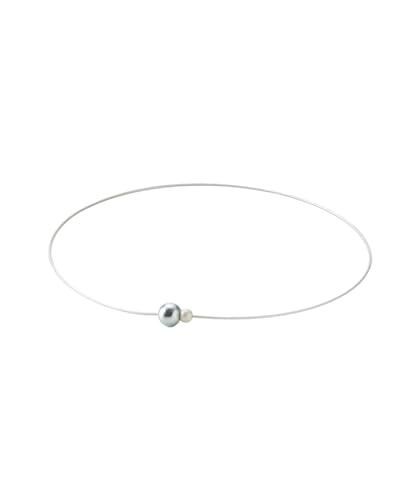 Phiten RAKUWA Necklace Wire EXTREME Mirror Ball Twin Light Blue/Pearl 40cm