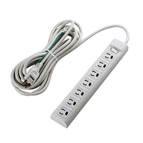 ELECOM Power Strip with Surge Protector, Master Switch, Magnetic Attachment, Locking Outlets, 3-Prong, 7 Outlets, 5m Cable T-Y3A-3750WH