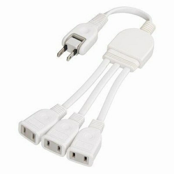 YAZAWA AC Adapter 3-Way Splitter Extension Cord White Y02V3002WH YAZAWA