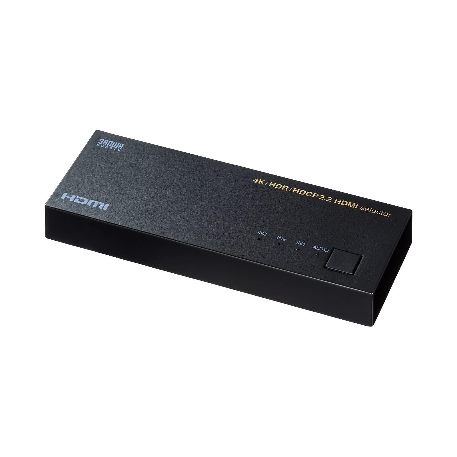 Sanwa Supply 4K/HDR/HDCP 2.2 Compatible HDMI Switch (3 Inputs, 1 Output) SW-HDR31LN