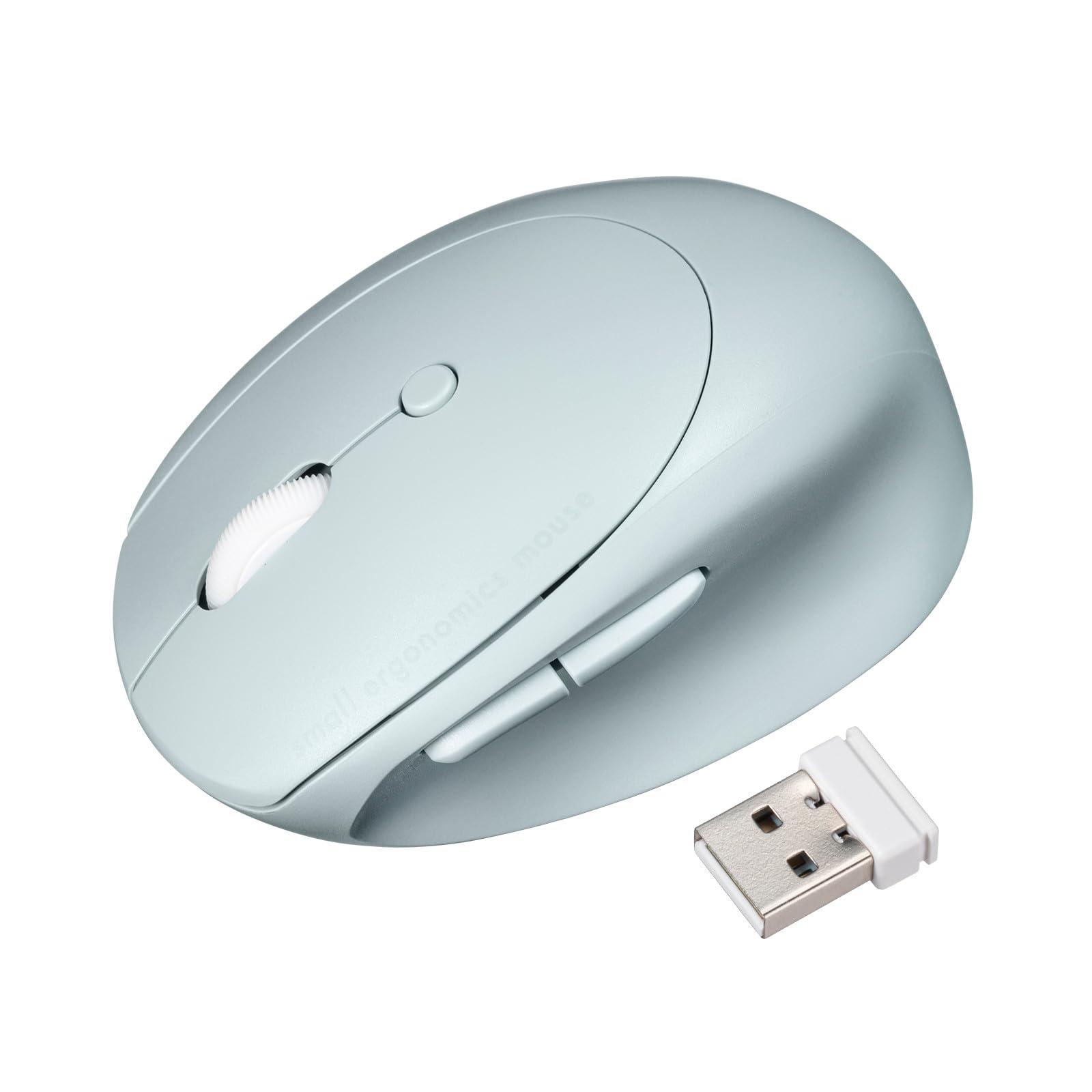 Sanwa Supply Quiet Wireless Combo Compact Ergonomic Mouse (Rechargeable, 5-Button, Blue) MA-EWBBS522BL