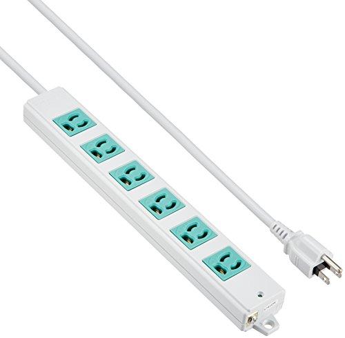 Sanwa Supply Construction Site Tap, 3-Pole, 6-Outlet, 3m, Green, TAP-K6-3G