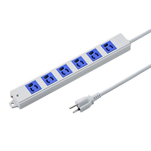 Sanwa Supply Construction Site Tap, 3-Pole, 6-Outlet, 3m, Blue TAP-K6-3BL