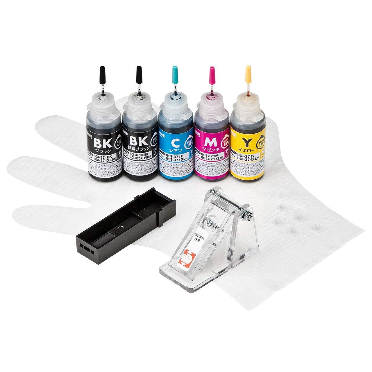 Sanwa Supply Refill Ink for BCI-370PGBK, 371BK, C, M, Y INK-C370S30S5