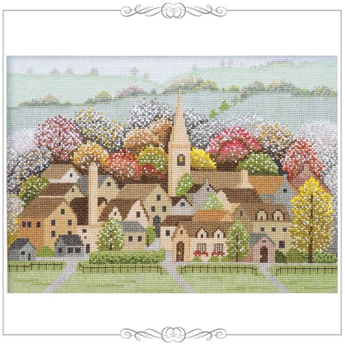 Olympus Silk Cross Stitch Embroidery Kit: Four Seasons - Autumn in the Cotswolds - Off-White 7176