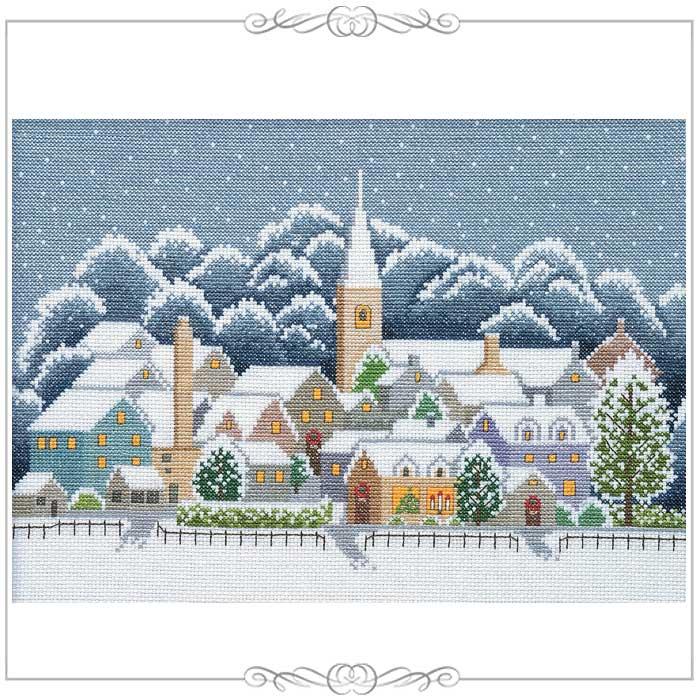 Olympus Silk Cross Stitch Embroidery Kit: Four Seasons - Cotswolds Winter - Off-White 7177