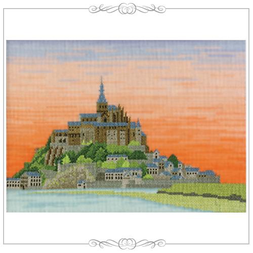 Olympus Silk Cross Stitch Embroidery Kit From World Heritage Sites and Scenes Around the World Mont Saint-Michel Off-White 7211