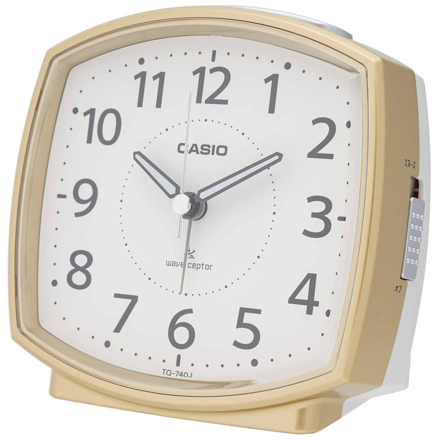 CASIO Alarm Clock Radio-Controlled Clock Table Clock Gold Analog Light Champagne Gold TQ-740J-9JF