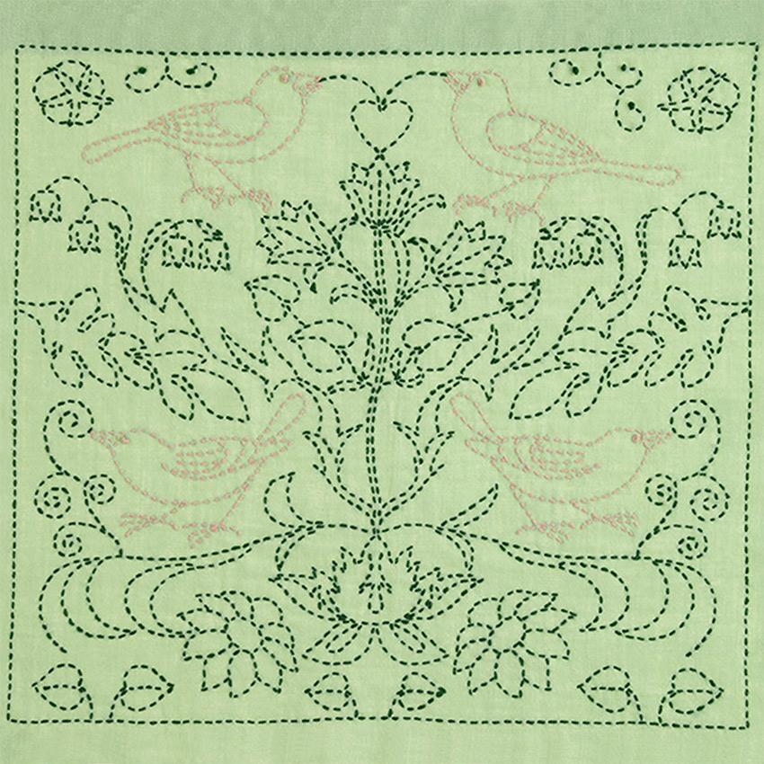 Embroidery Kit 『Hand-Sewn Flower Dishcloth Kit SASHIKO WORLD England Garden Birds KSW-028』 Tulip