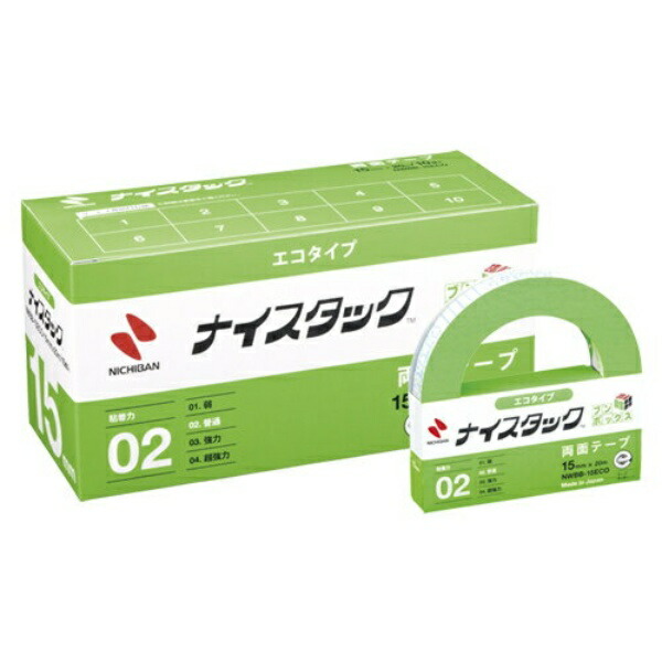 Nichiban Double-Sided Tape Nice Tack (Eco) 10 Rolls 15mm x 20m NWBB-15ECO