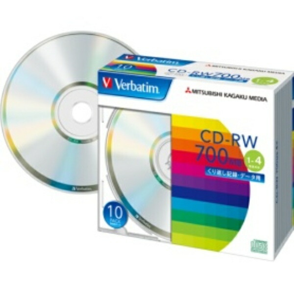 Verbatim CD-RW Rewritable Disc 700MB 10-Pack Silver Disc 1x-4x Speed SW80QU10V1