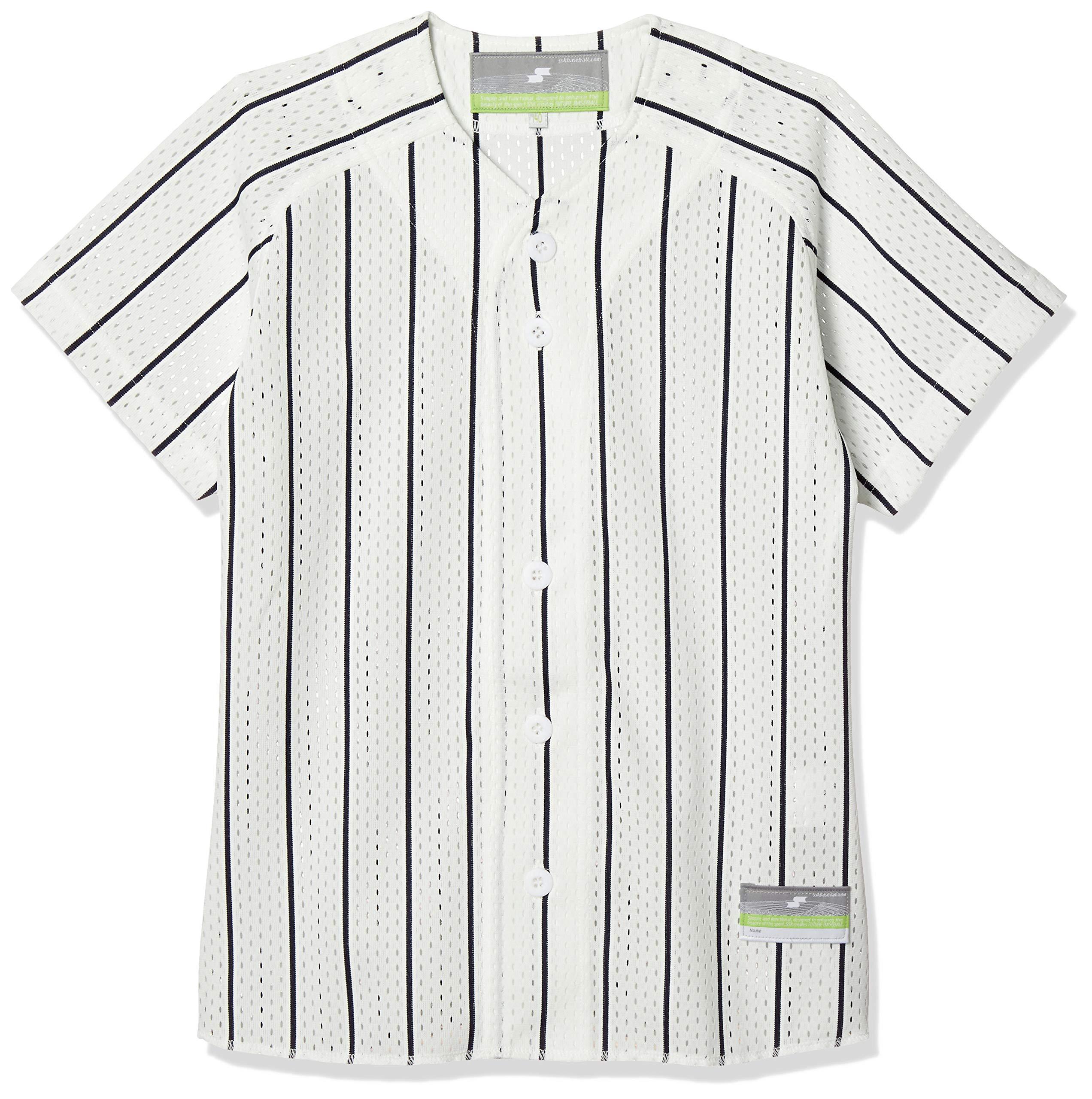 [SSK] Baseball Wear Junior Striped Mesh Shirt [Junior] US002JM Boys White × Navy (1070) Japan Size 140 (Equivalent to Japanese Size 140)