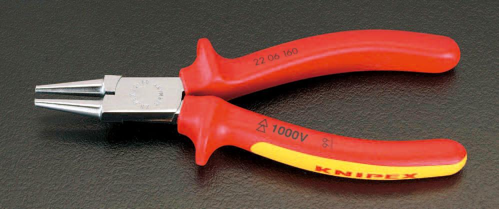 ESCO 160mm Insulated Round-Nose Pliers (With Grip/Plated) EA537MB-10