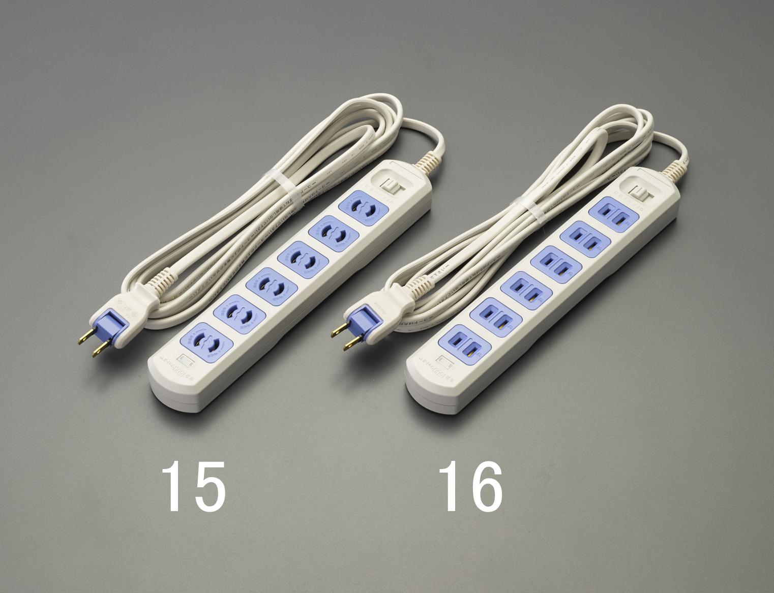 AC125V/15A x 3m Tap (6 outlets, magnet included)