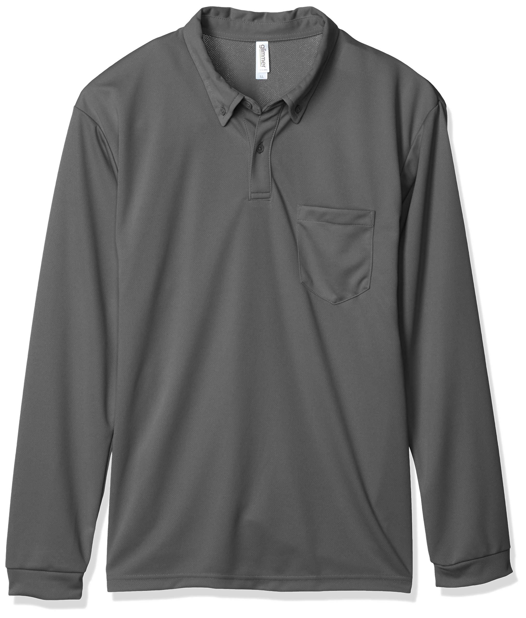 [Glimmer] Short-Sleeve 4.4 oz Dry Button-Down Polo Shirt [With Pocket] Dark Gray Japan L (-)