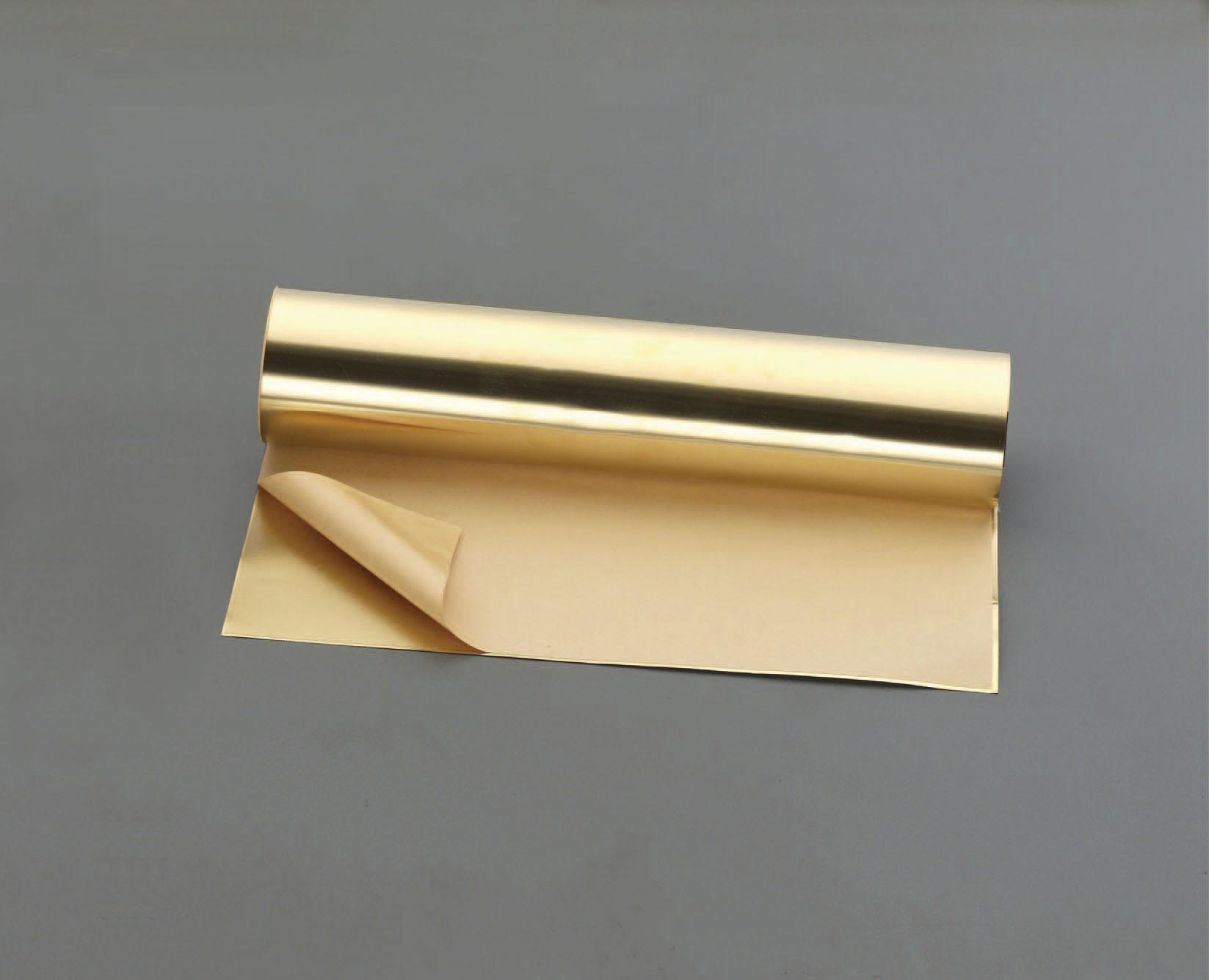 365 x 1200 x 0.1 mm Brass Sheet (Adhesive-Backed, Roll-Formed)