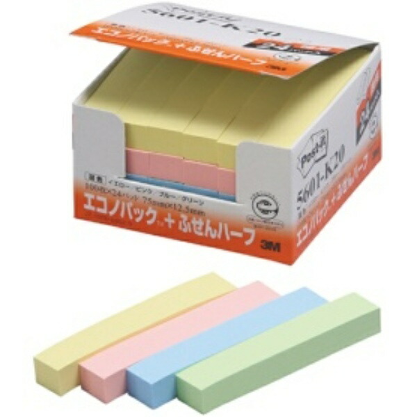 3M Japan Post-it® Recycled Paper Notes 75 x 12.5 Mixed Colors 24 Packs