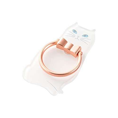 ELECOM Smartphone Strap Finger Ring Animal White Cat