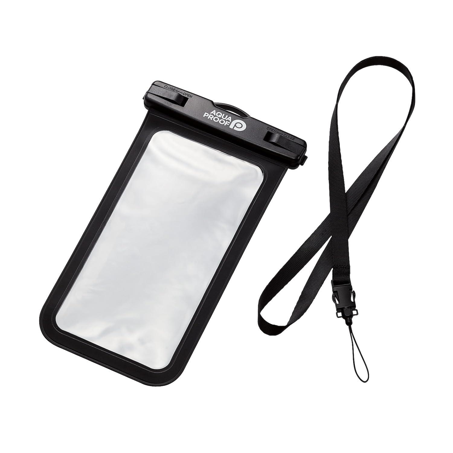 ELECOM Smartphone Waterproof Case IPX8 Rated for 10m Depth with Neck Strap [Compatible with iPhone 14 / 13 / SE and other smartphones up to 6.9 inches] Black P-WPSN04BK