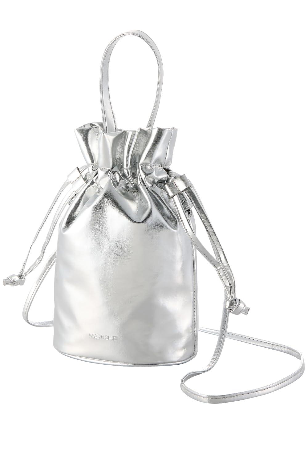 [ELECOM] Smartphone Shoulder Bag Smartphone Pouch Shoulder Strap MAPOCHE Drawstring Bag with Detachable Hand Strap 2-Way Fleece-Lined Side Pocket [Metallic Fabric for Occasions]