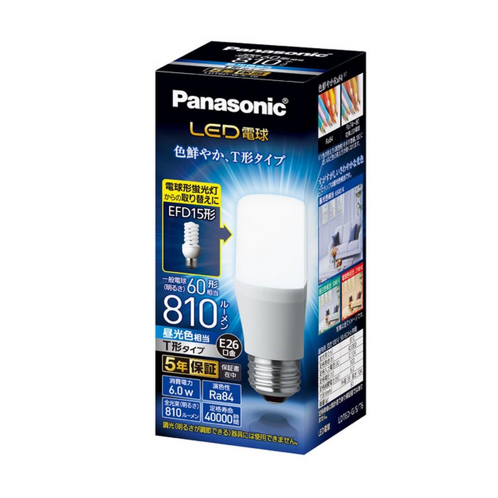Panasonic LED Bulb Base Diameter 26mm Equivalent to 60W Incandescent Bulb Daylight Color Equivalent (6.0W) General Bulb / T-Type Sealed Fixture Compatible LDT6DGST6