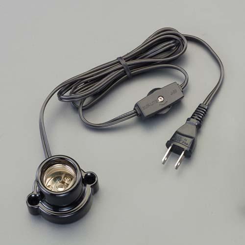 125V/3A Light Bulb Socket (E26/1.5m Cord Included/Black) Black φ50×46mm