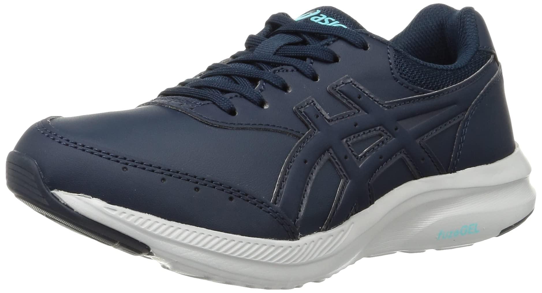 [ASICS WALKING] Zipper-Front Sneakers GEL-FAN WALKER WIDE Women's Navy Blue 053 Synthetic Leather 24.5 cm