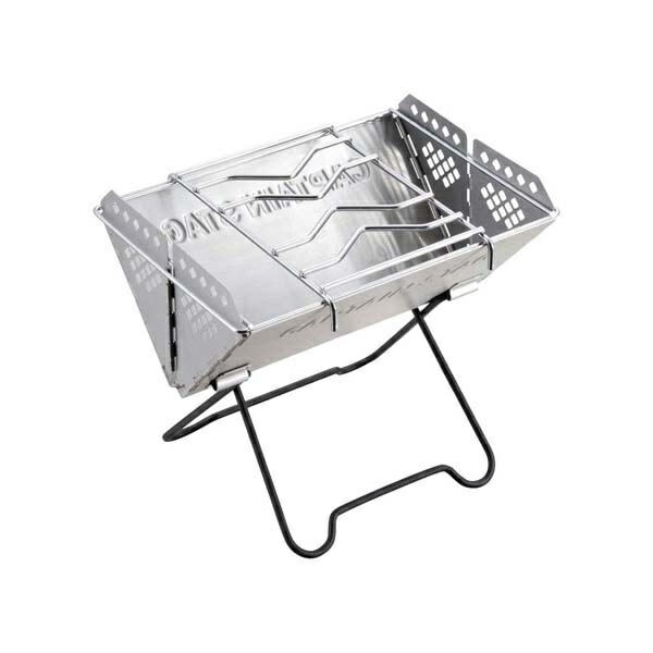 CAPTAIN STAG Barbecue Grill Fire Pit V-Shaped Smart Grill Mini Stainless Steel with Trivet and Storage Bag UG-47